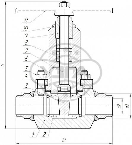 Задвижка клиновая стальная под приварку Dn15 Pn16 Ст. 20 30с41нж