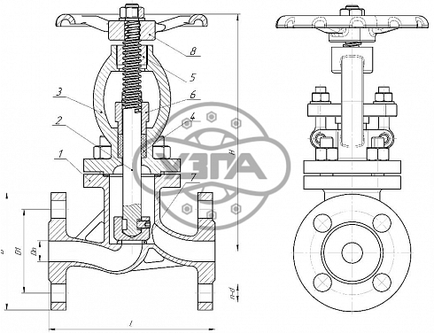 Клапан запорный Dn40 Pn16 фланцевый 08Х18Н9 15нж65нж