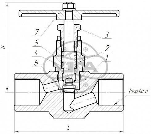 Клапан запорный Dn50 Pn25 муфтовый 09Г2С 15лс68нж