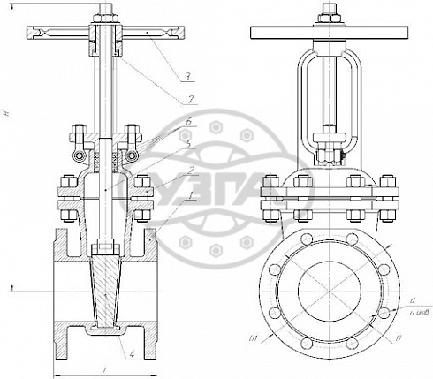 Задвижка клиновая литая фланцевая Dn150 Pn16 20ГЛ 30с41нж
