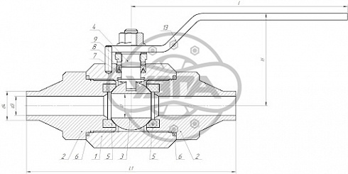 Кран шаровой разборный трехсоставной под приварку Dn10 Pn100 Ст. 20 11с45п
