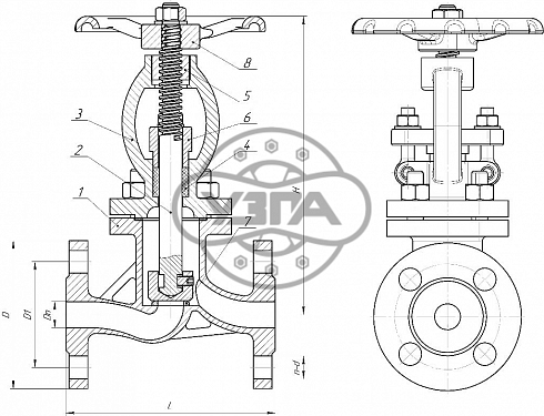 Клапан запорный стальной Dn150 Pn40 фланцевый 20Л 15с22нж