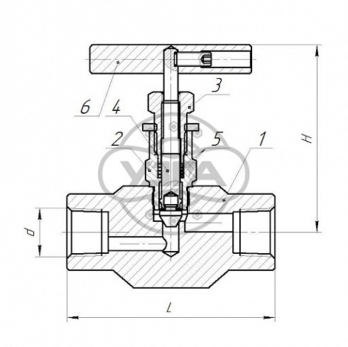 Клапан запорный Dn20 Pn10 муфтовый 10Х17Н13М2Т 15нж68нж-01