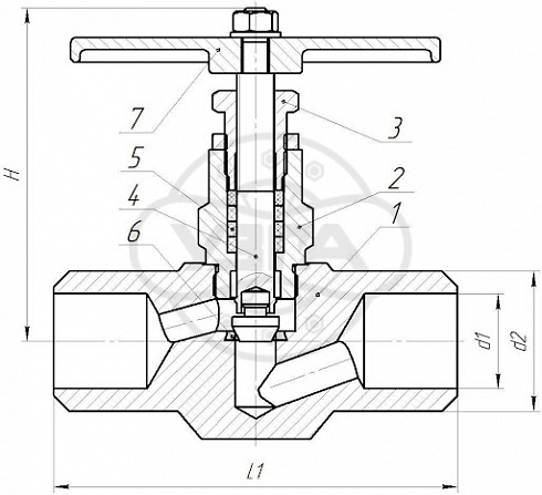 Клапан запорный Dn32 Pn40 под приварку Ст. 20 15с52нж