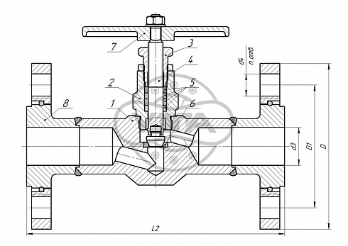 Клапан запорный Dn15 Pn25 фланцевый 10Х17Н13М2Т 15нж52нж